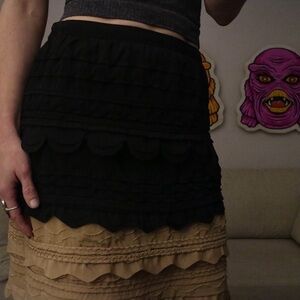 Anthropologie Maeve scalloped and tiered two-tone skirt